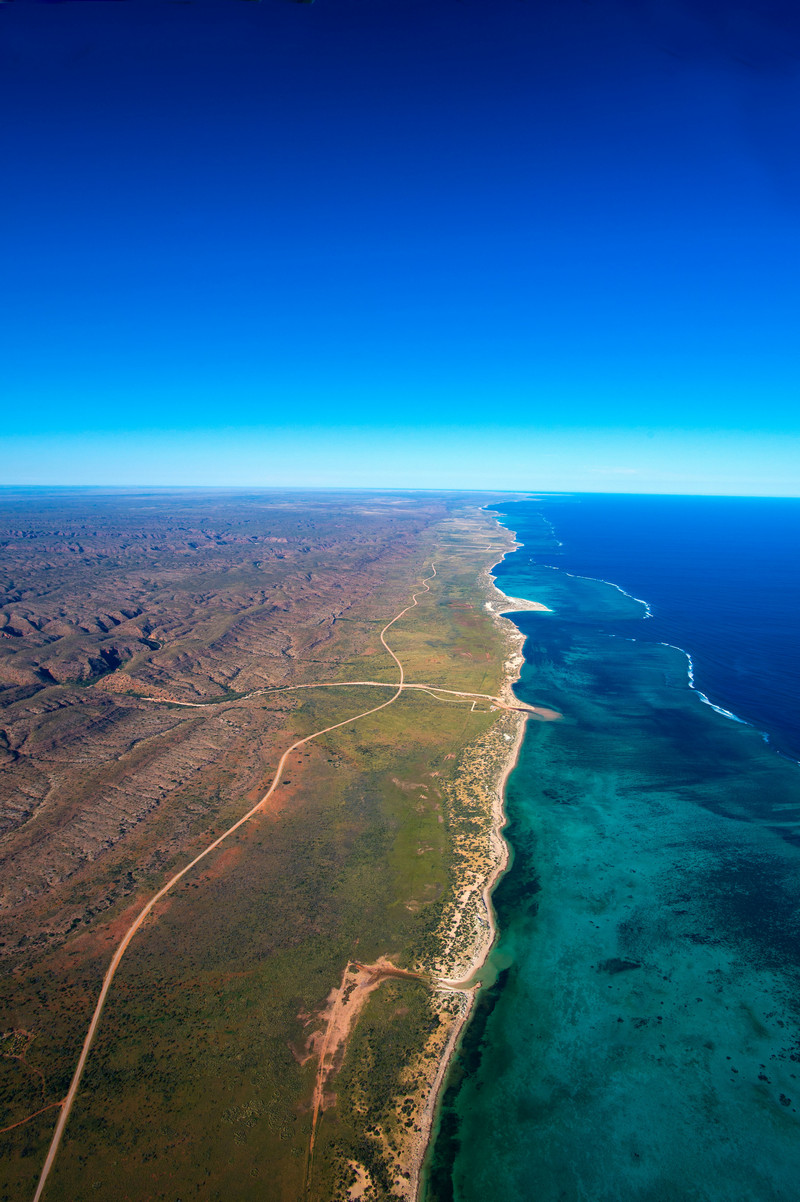 Aerial view of Ningaloo Reef and Cape Range National Park